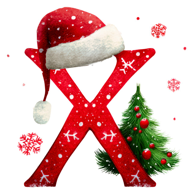 Christmas Letter X 100% Cotton Fabric Panel Block EE1831