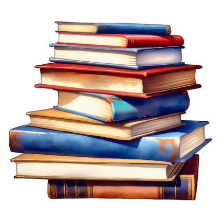 Stack of Books 100% Cotton Fabric Panel Block EE1839