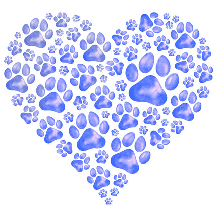 Cat/Dog Paw Print Heart 100% Cotton Fabric Panel Block EE1857