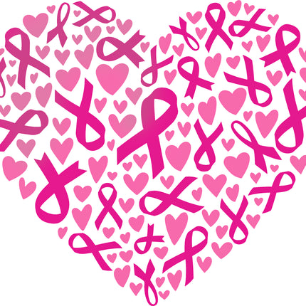 Pink Ribbon Heart 100% Cotton Fabric Panel Block EE1900