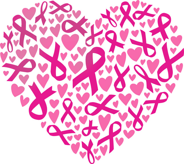 Pink Ribbon Heart 100% Cotton Fabric Panel Block EE1900