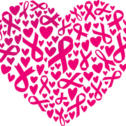 Pink Ribbon Heart 100% Cotton Fabric Panel Block EE1901