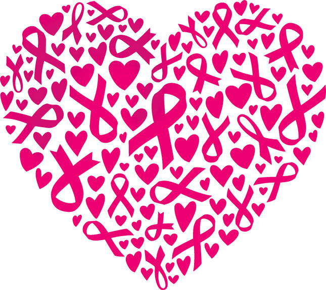 Pink Ribbon Heart 100% Cotton Fabric Panel Block EE1901