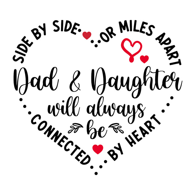 Dad & Daughter Heart 100% Cotton Fabric Panel Block EE1902