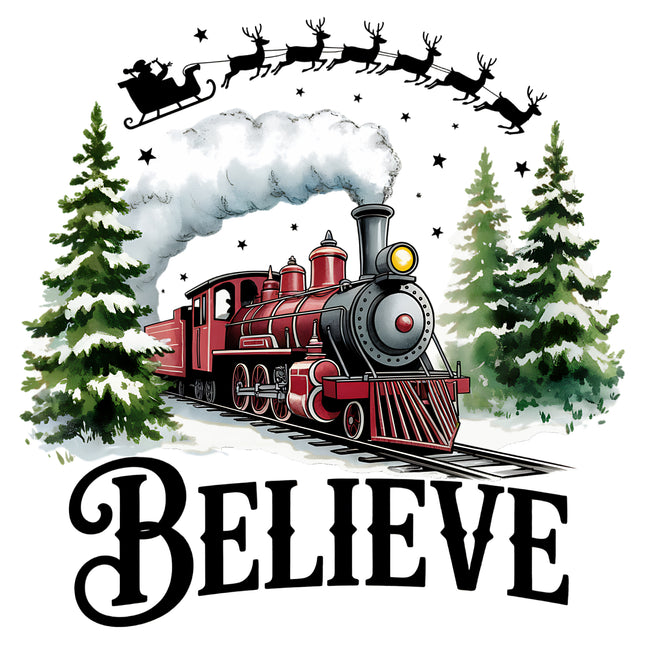 Christmas Believe Train 100% Cotton Fabric Panel Block EE1912