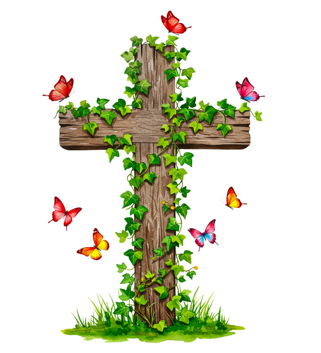 Ivy Butterflies Cross 100% Cotton Fabric Panel Block EE1924