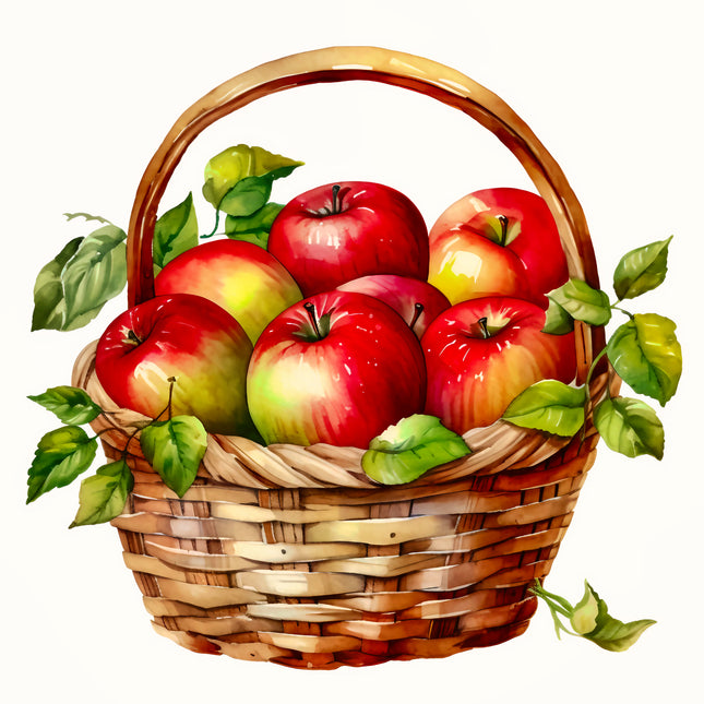 Basket of Apples 100% Cotton Fabric Panel Block EE214