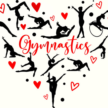 Gymnast Gymnastics Heart 100% Cotton Fabric Panel Block EE22021