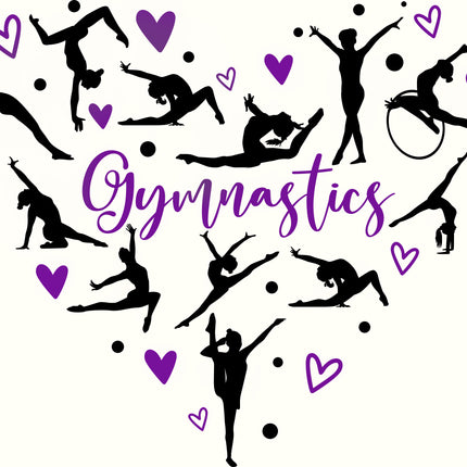 Gymnast Gymnastics Heart 100% Cotton Fabric Panel Block EE2202