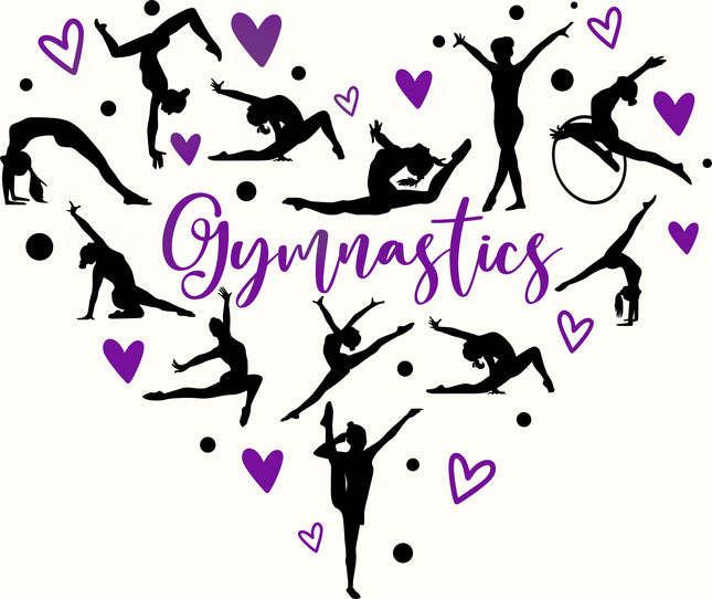 Gymnast Gymnastics Heart 100% Cotton Fabric Panel Block EE2202