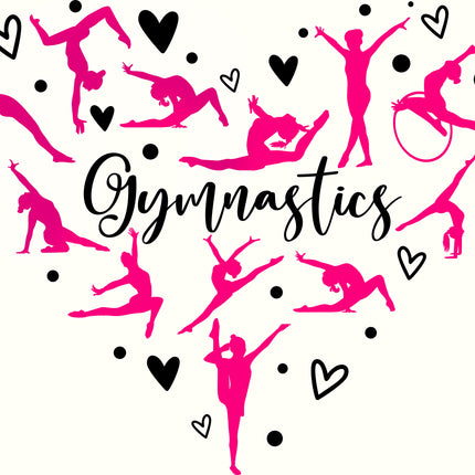 Gymnastics Heart 100% Cotton Fabric Panel Block EE2206