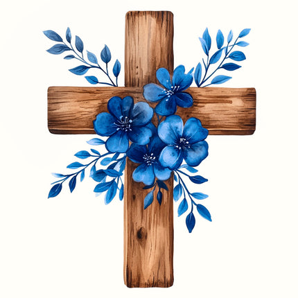 Floral Cross 100% Cotton Fabric Panel Block EE2217