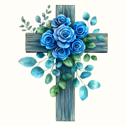 Floral Cross 100% Cotton Fabric Panel Block EE2219