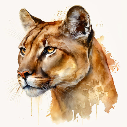 Artistic depiction of a cougar's head fabric panel