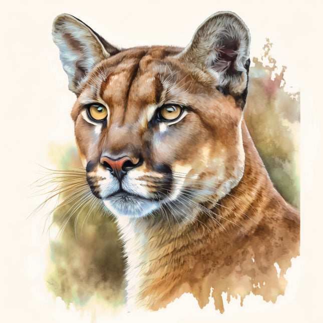 Artistic depiction of a mountain lion fabric