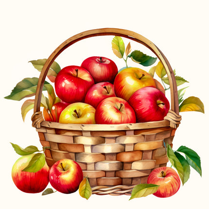 Basket of Apples 100% Cotton Fabric Panel Block EE234