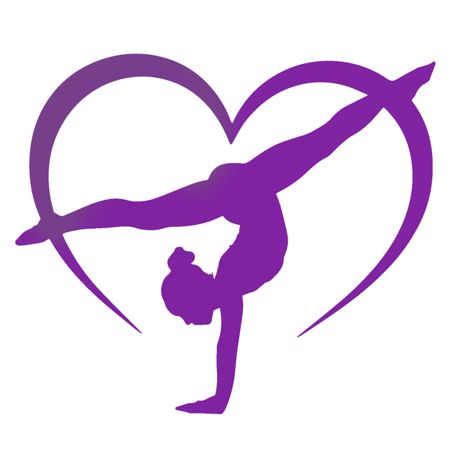 Purple Gymnastics Heart 100% Cotton Fabric Panel Block EE23601