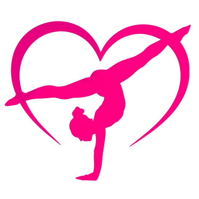 Pink Gymnastics Heart 100% Cotton Fabric Panel Block EE2360