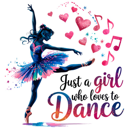 Just A Girl Who Loves to Dance 100% Cotton Fabric Panel Block EE2403