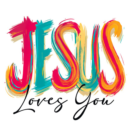 Jesus Loves You 100% Cotton Fabric Panel Block EE2502