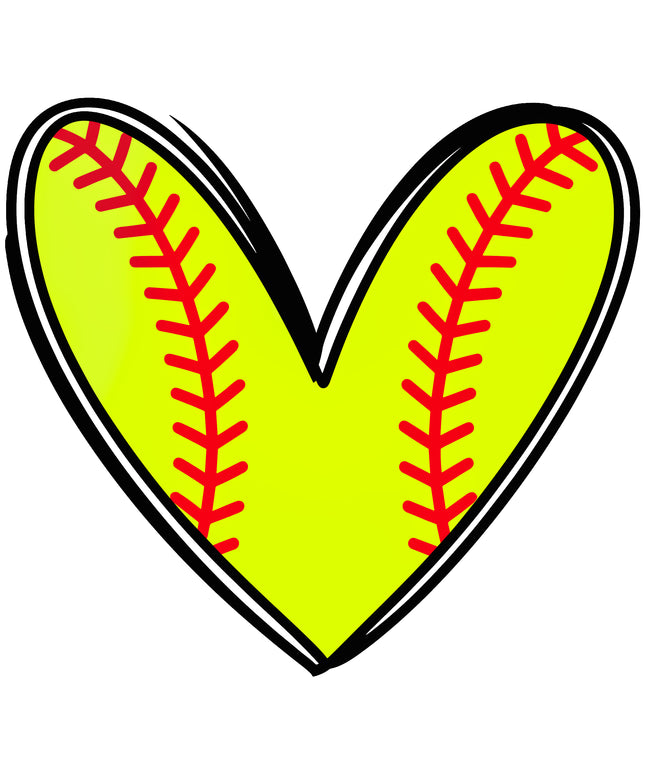 Softball Heart 100% Cotton Fabric Panel Block EE2542