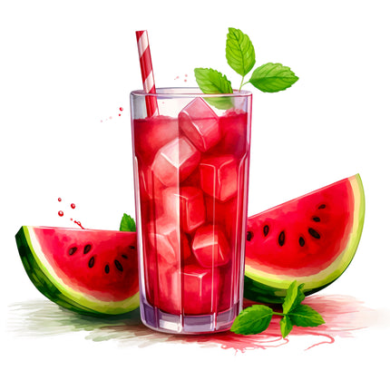 Watermelon Drink 100% Cotton Fabric Panel Block EE269