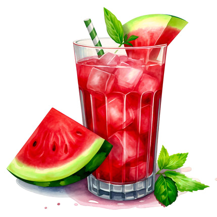 Watermelon Drink 100% Cotton Fabric Panel Block EE270