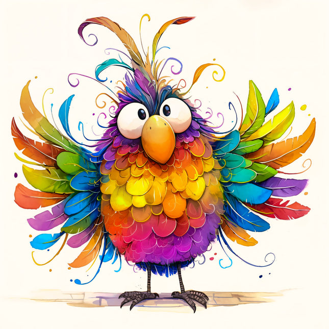 Colorful cartoon bird quilt block