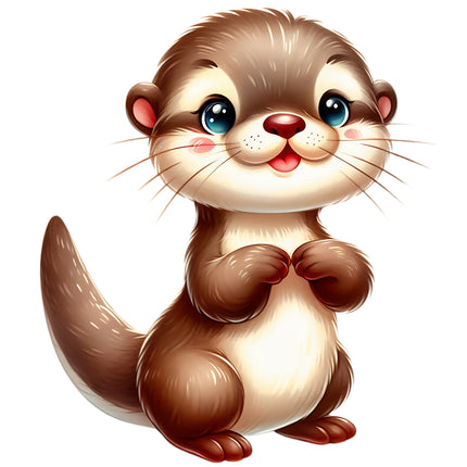 Baby Otter 100% Cotton Fabric Panel Block EE2830