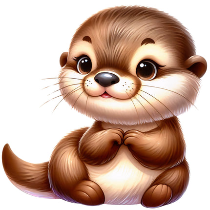 Baby Otter 100% Cotton Fabric Panel Block EE2835