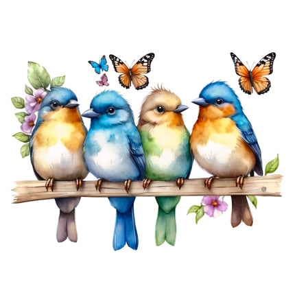 Birds on Fence 100% Cotton Fabric Panel Block EE2845