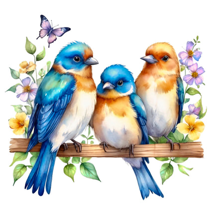 Birds on Fence 100% Cotton Fabric Panel Block EE2850