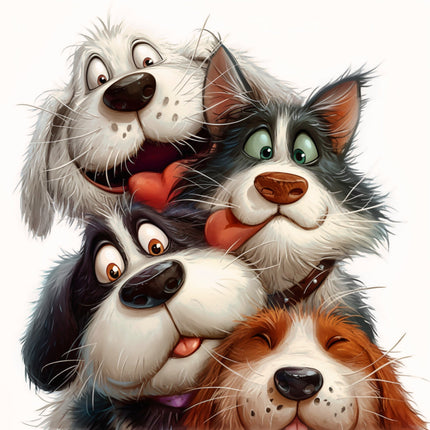 cartoon dogs quilt panel