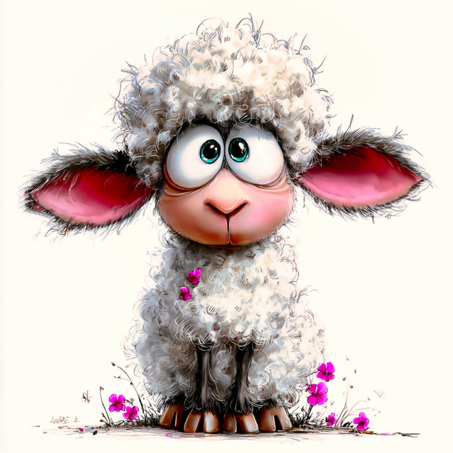 Humor Quirky Sheep 100% Cotton Fabric Panel Block EE2873