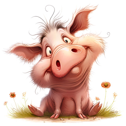 Humor Quirky Pig 100% Cotton Fabric Panel Block EE2880