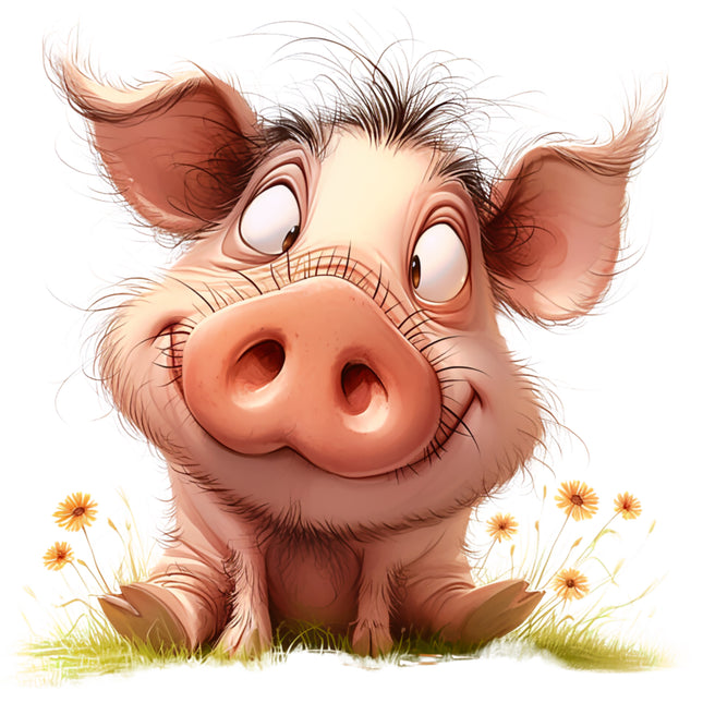 Humor Quirky Pig 100% Cotton Fabric Panel Block EE2882