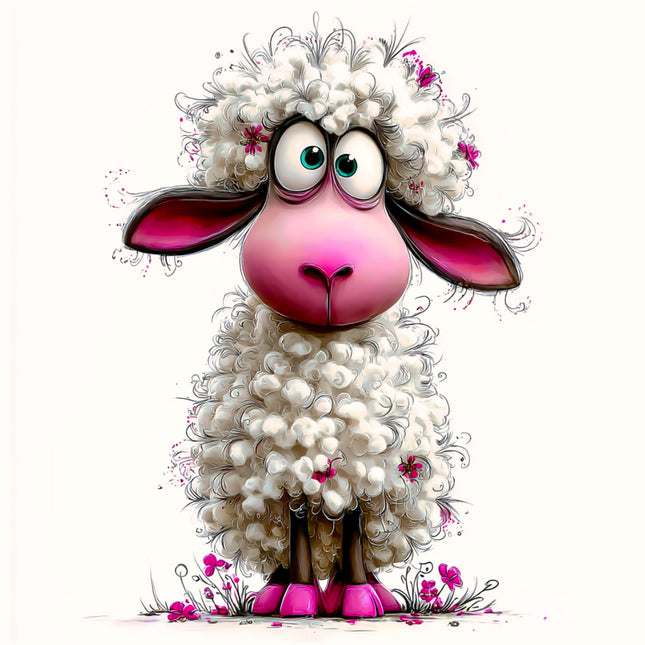 Humor Quirky Sheep 100% Cotton Fabric Panel Block EE2893