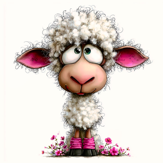 Humor Quirky Sheep 100% Cotton Fabric Panel Block EE2894