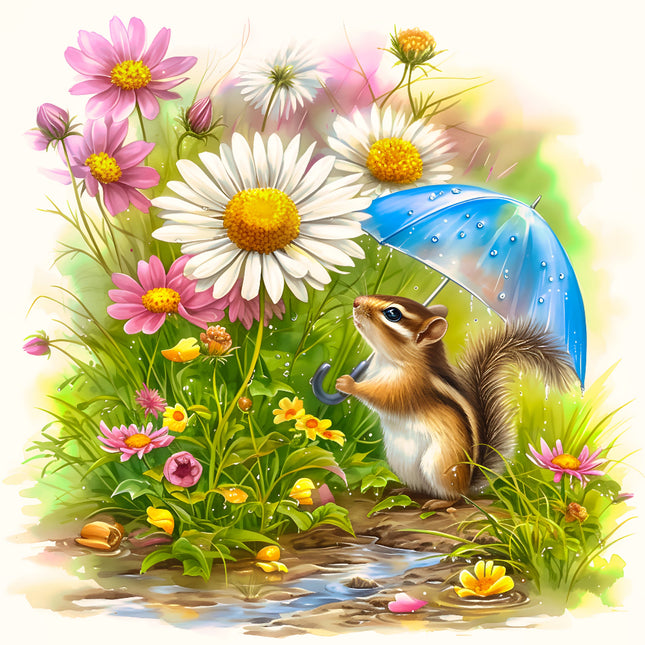 garden chipmunk fabric panel