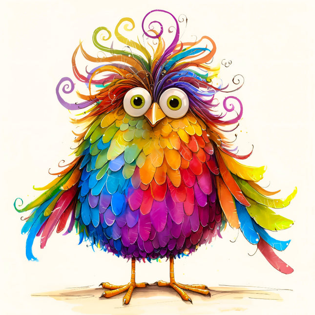 Colorful cartoon owl quilt panel