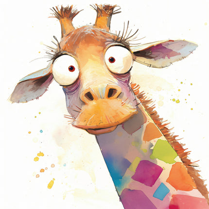 giraffe with a playful expression fabric panel