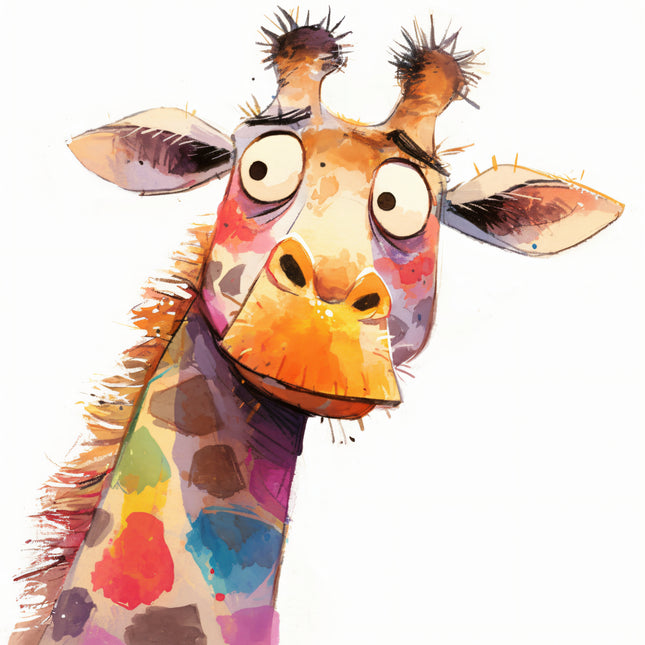 Colorful Quirky Giraffe 100% Cotton Fabric Panel Block FLIP-EE2939