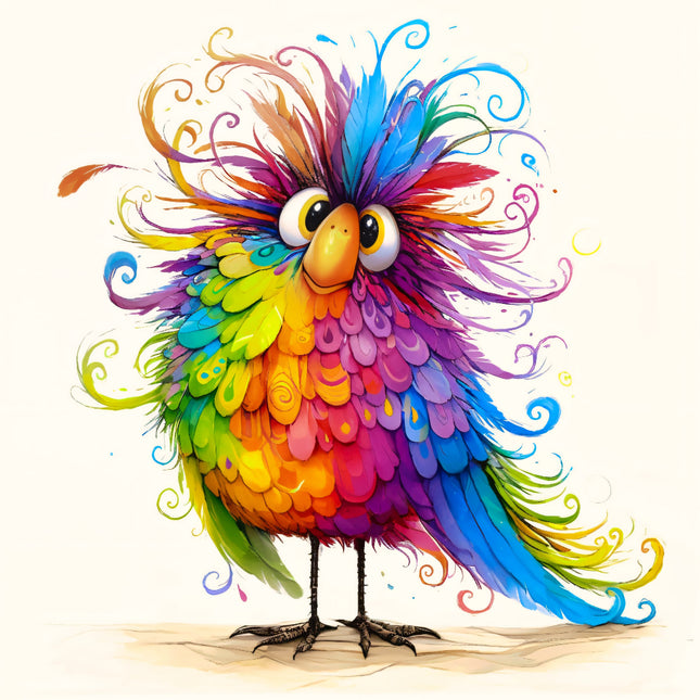 Colorful cartoon bird fabric panel