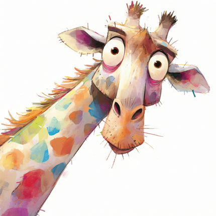 Colorful humor giraffe fabric panel