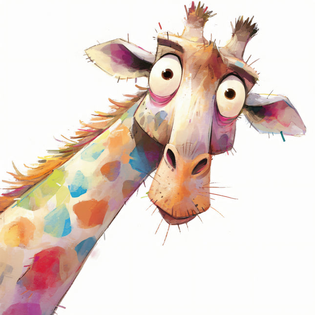 Colorful Quirky Giraffe 100% Cotton Fabric Panel Block FLIP-EE2945