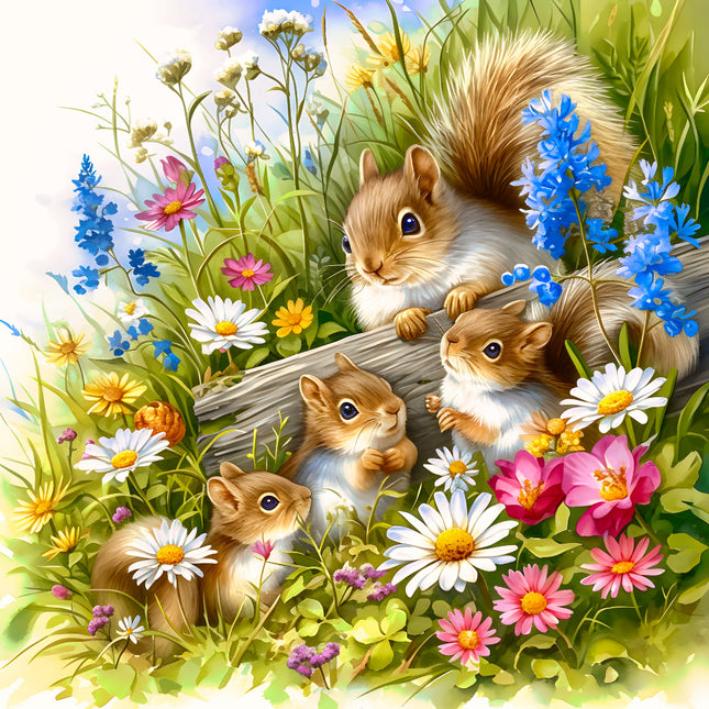 Three squirrels fabric panel