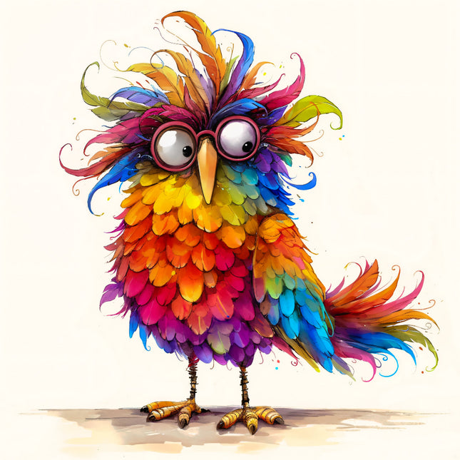 Colorful cartoon owl with large eyes fabric panel