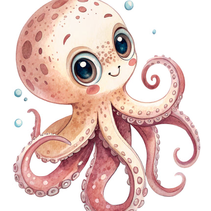 Octopus 100% Cotton Fabric Panel Block EE2974