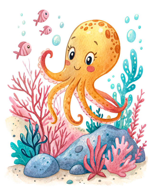 Octopus 100% Cotton Fabric Panel Block EE2980