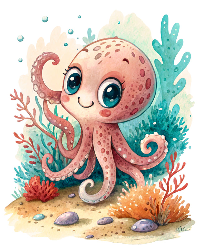 Octopus 100% Cotton Fabric Panel Block EE2982